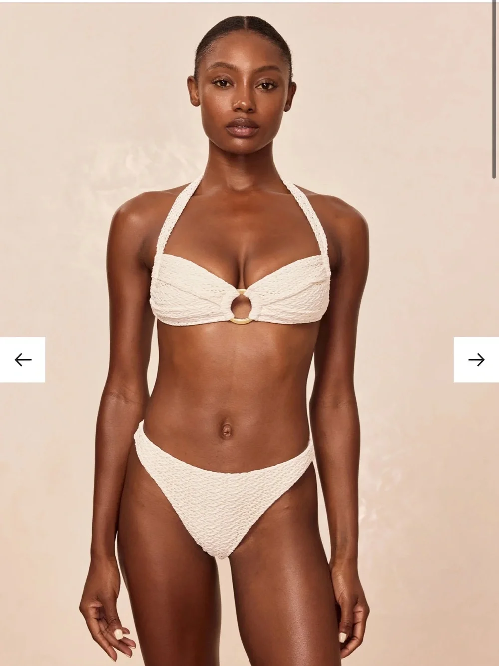 NWT Monday Swimwear Tamarama Bottom Size Medium in Ivory Crochet